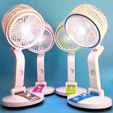 Rechargeable & Foldable Desk Fan with LED Light