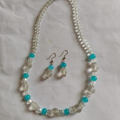 Original 100% Pure Made by Real Stone Garland With Earrings